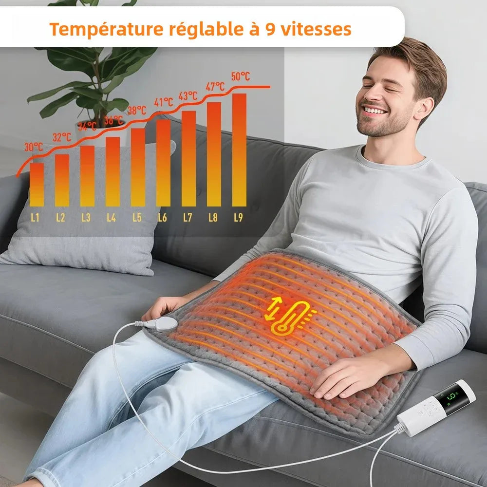 Coussin chauffant électrique 30×60 cm – 9 niveaux – Minuterie