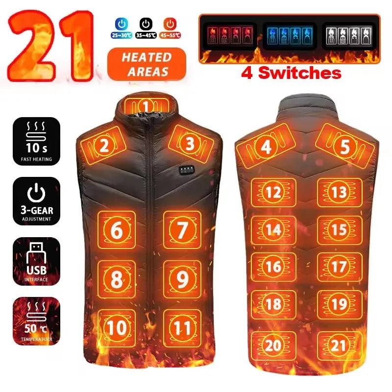 Gilet chauffant USB – 3 niveaux de chaleur – Homme et Femme