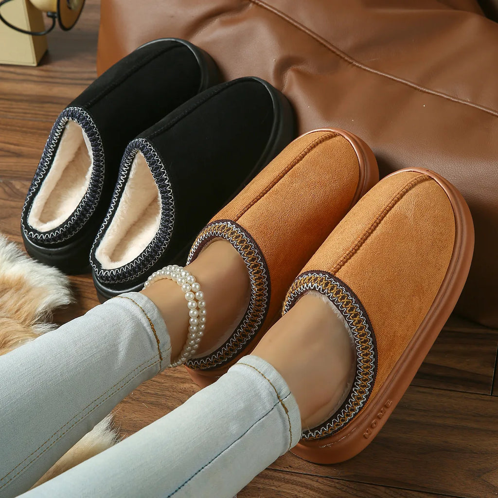 Chaussons d’intérieur en daim synthétique – Semelle antidérapante