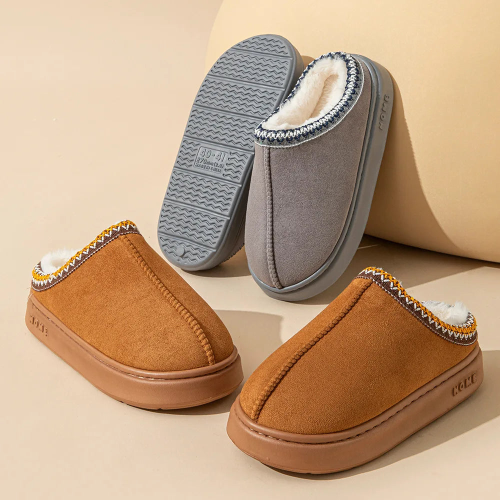 Chaussons d’intérieur en daim synthétique – Semelle antidérapante