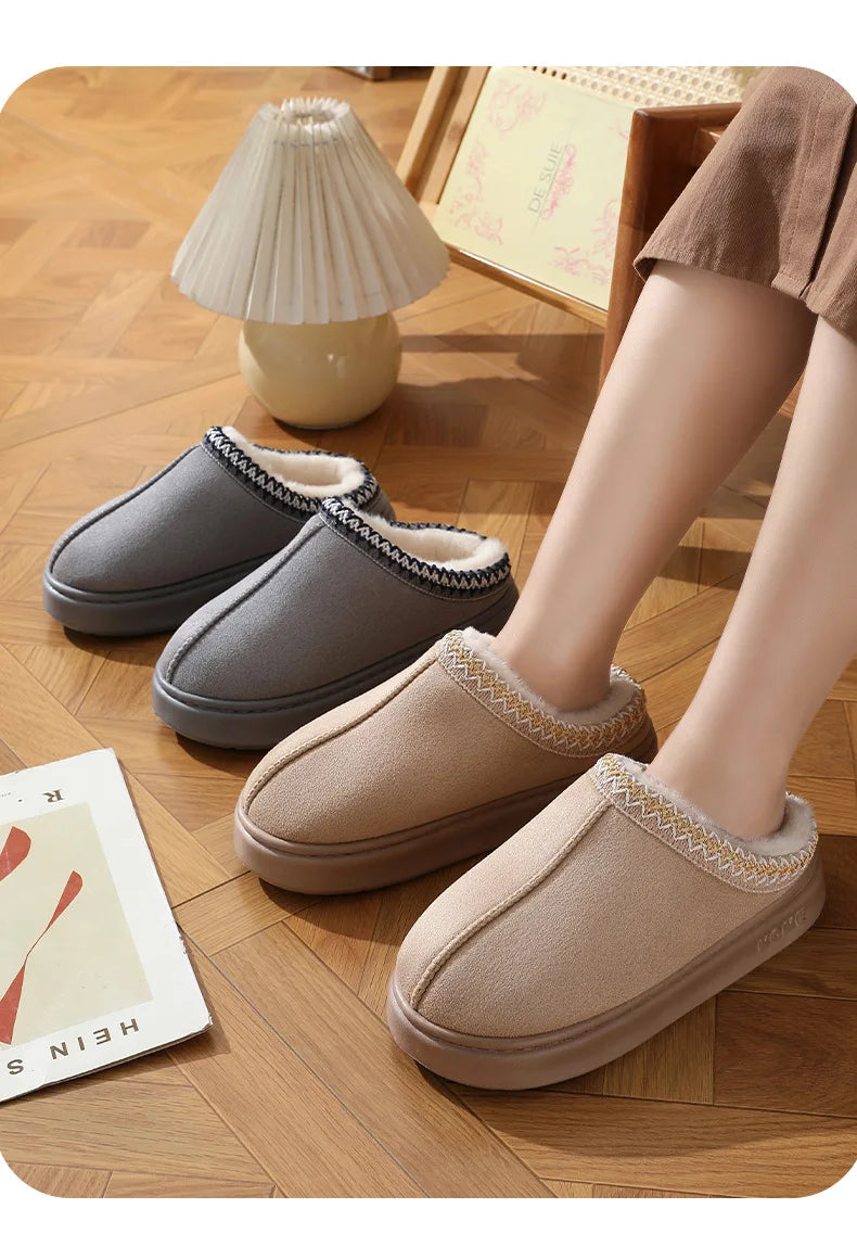 Chaussons d’intérieur en daim synthétique – Semelle antidérapante