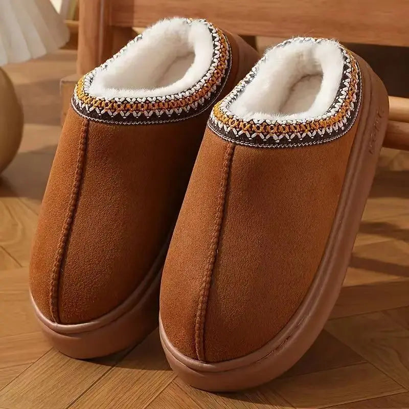 Chaussons d’intérieur en daim synthétique – Semelle antidérapante