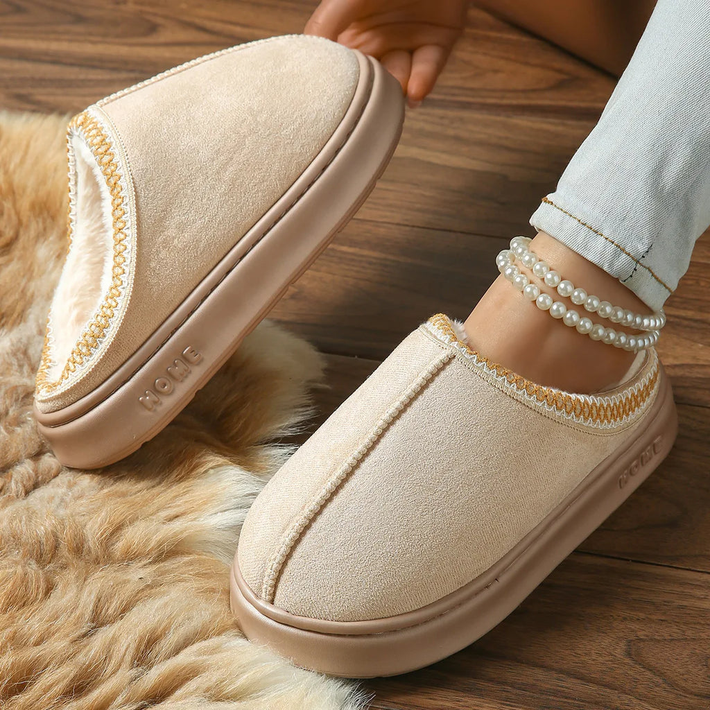 Chaussons d’intérieur en daim synthétique – Semelle antidérapante